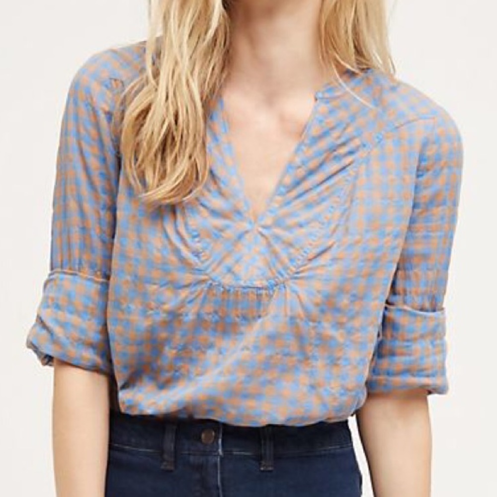 Anthro Holding Horses Devon Popover Size 0 Blue